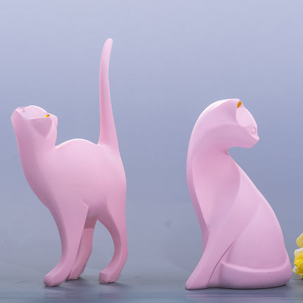 Pink Gold Cat Ornament | Nordic Resin Home Décor