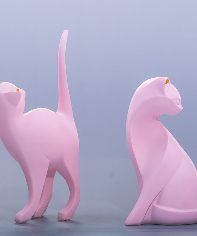 Pink Gold Cat Ornament | Nordic Resin Home Décor