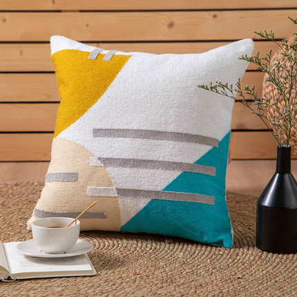 Cotton Towelled Embroidered Cushion Cover in Modern Abstract Design 🎨🧵