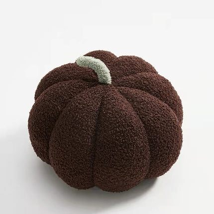 Fleece Small Pumpkin Sofa Cushion – in Citrus Orange, Milky White & Brown