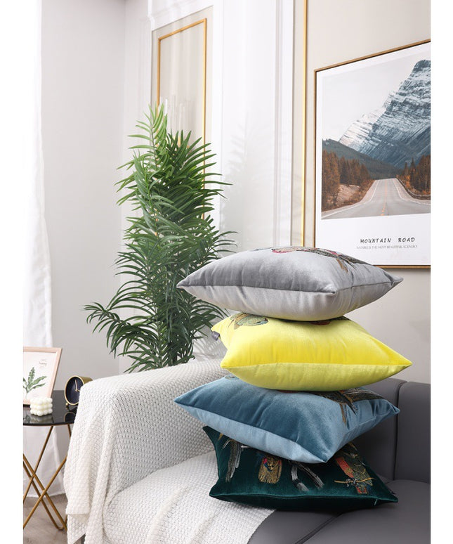 Luxury Parrot Embroidered Cushion – Deep Forest Green 🦜🌿