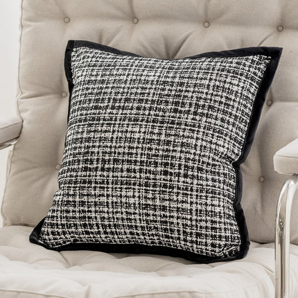 French Classic Velvet Cushion Cover – Black & White Sketch Design, 45x45cm
