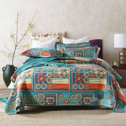 Cotton Bedspread Set | Double-Sided Geometric Quilt