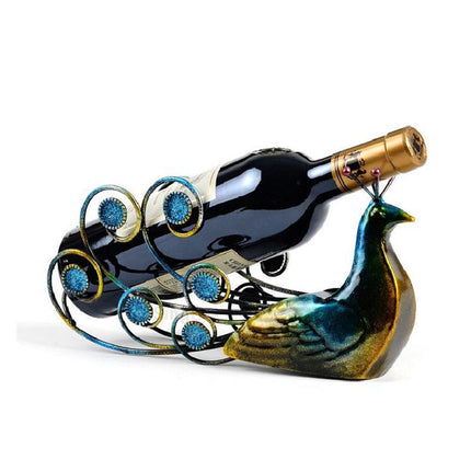 Metal Peacock Decorative Wine Bottle Holder – Elegant Table & Bar Display