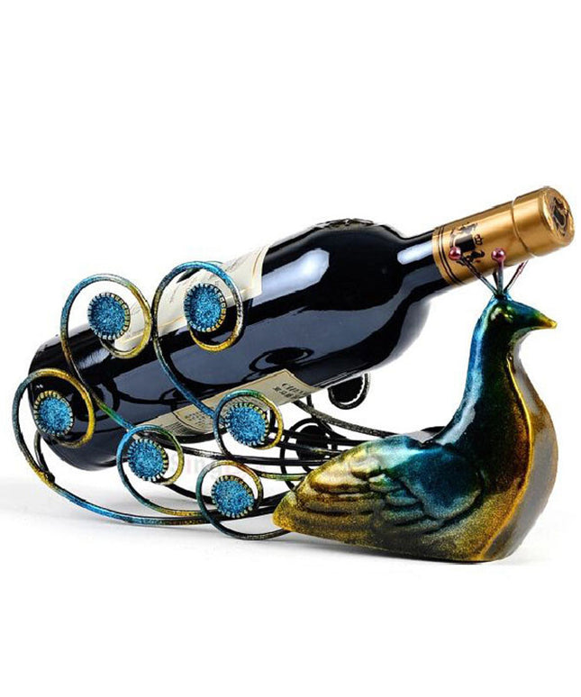 Metal Peacock Decorative Wine Bottle Holder – Elegant Table & Bar Display