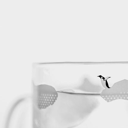 Polar Bear Glass Mug | Cute Penguin Clear Coffee Cup
