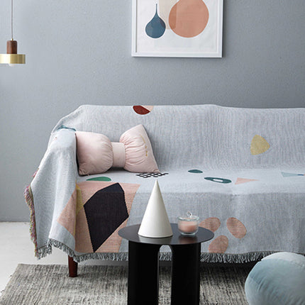 Geometric Colour Block Sofa Throw – Cotton Blend Sofa Cover | Ikeame