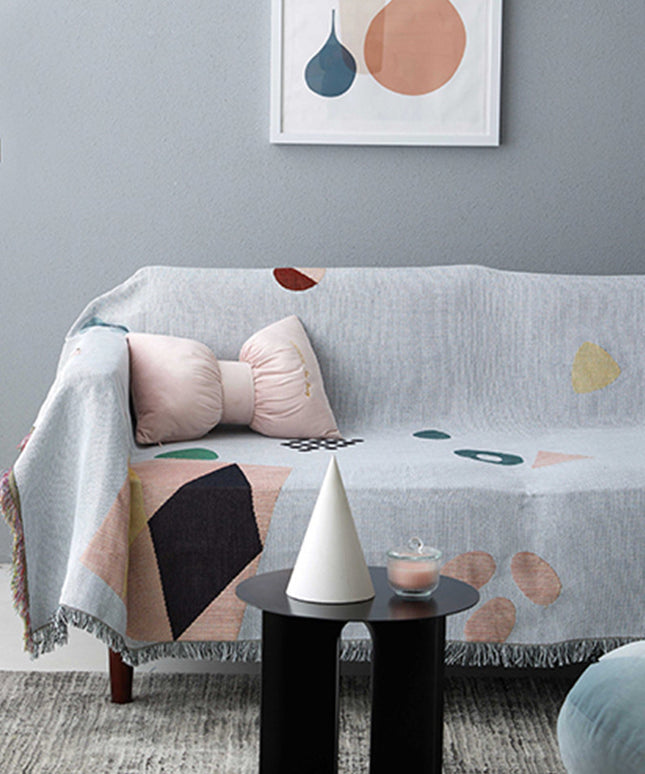 Geometric Colour Block Sofa Throw – Cotton Blend Sofa Cover | Ikeame