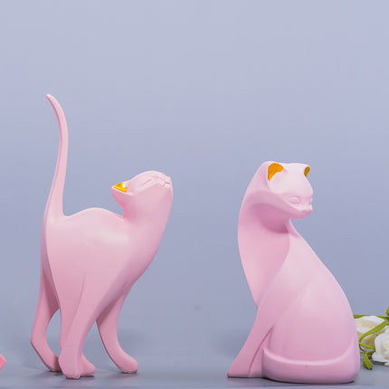 Pink Gold Cat Ornament | Nordic Resin Home Décor