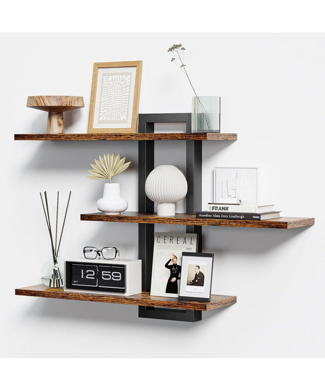 3 Tier Wooden Wall Shelf Floating Storage Organiser