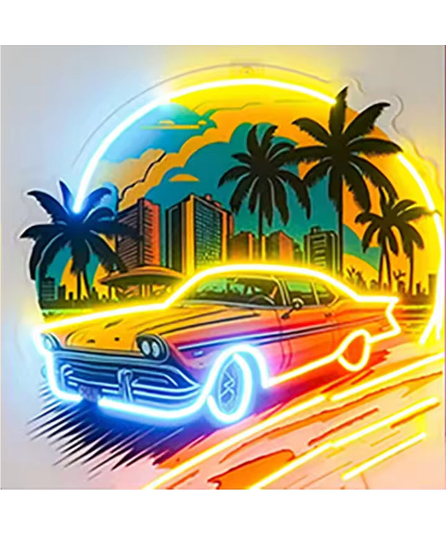 Neon Sport Car Light – Sunset Boulevard Design | 450×488mm