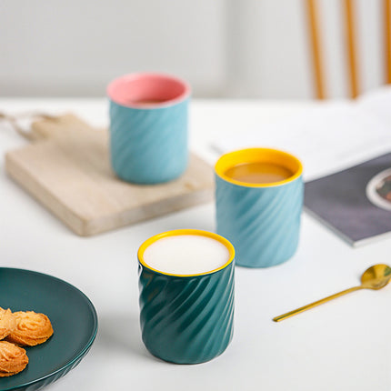 Two Tone Ceramic Mug | Ripple Design Coffee Cup 270ml
