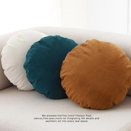 Pinstripe Corduroy Round Cushion with Core – 7 Colours| 45x45, 50x50, 60x60 cm