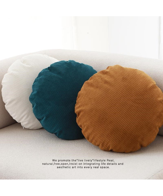 Pinstripe Corduroy Round Cushion with Core – 7 Colours| 45x45, 50x50, 60x60 cm