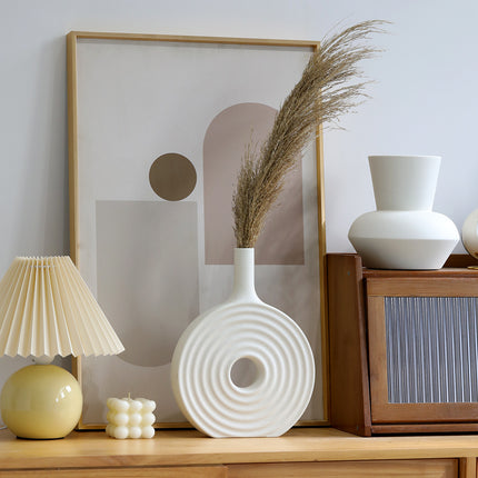 Nordic Circular Ceramic Vase | Modern Sculptural Home Décor
