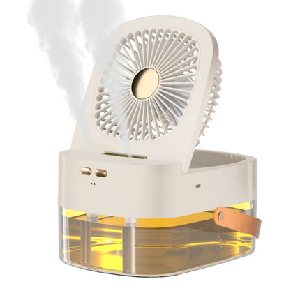 Humidifying Spray Fan – Mini Air Cooler with Remote & USB Recharge