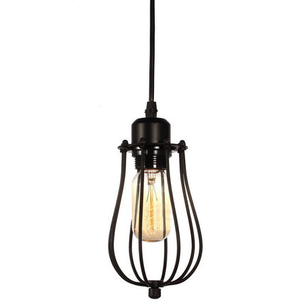 Retro Wrought Iron Pendant Light – Black Wire Cage Chandelier | Ikeame