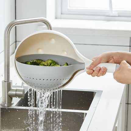 Double-Layer Colander with Bowl & Handle – 1.2L + 1.7L | Grey, Yellow, Green