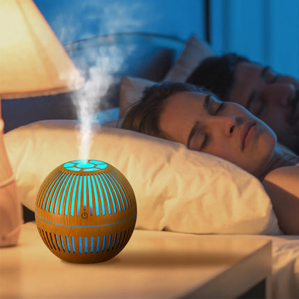 Wood Grain Aromatherapy Humidifier – 130ml Ultrasonic, Compact Design