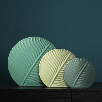 Embossed Leaf Ceramic Vase – Sculptural Botanical Wall Décor