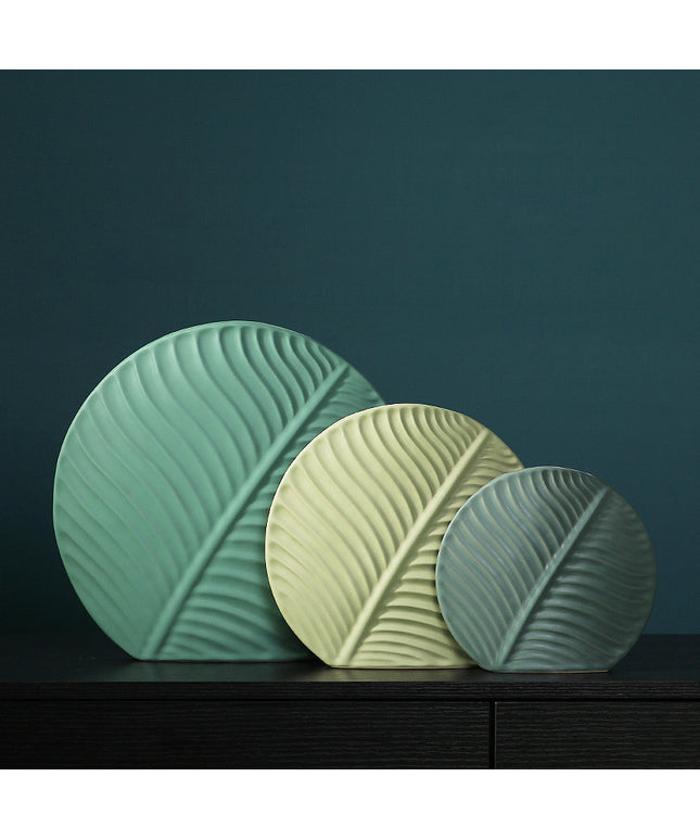 Embossed Leaf Ceramic Vase – Sculptural Botanical Wall Décor