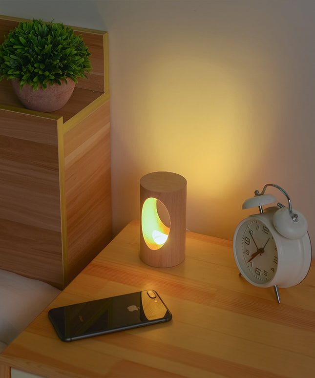 Solid Wood LED Reading Lamp – Sculptural Artistic Lighting