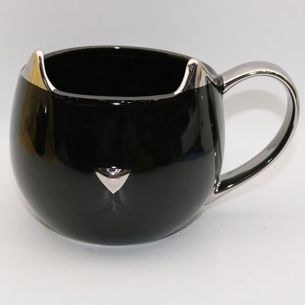 Cat Head Mug 🐱 – Black and Gold or White and Silver
