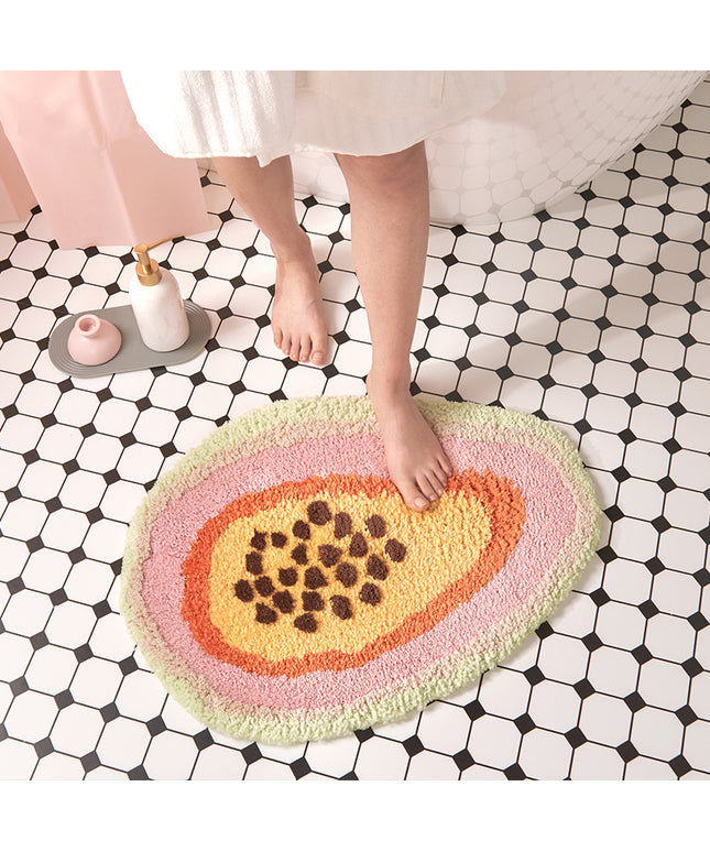 Papaya Bathroom Mat | Tropical Fruit Bath Rug