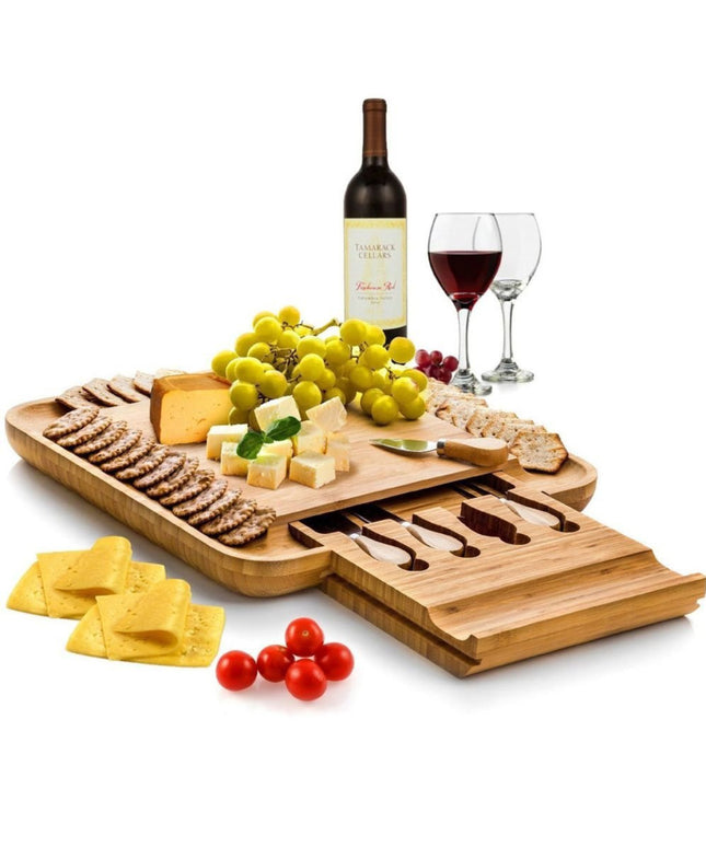 Bamboo Cutting Board with Knife Drawer | Multifunction Kitchen Board