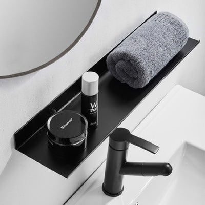 Black Bathroom Shelf – Non-Perforated Wall-Mounted Storage | Ikeame