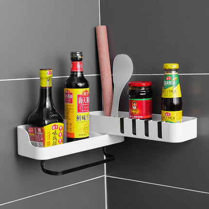 Adjustable Suction Wall Storage Shelf — 2 Tiers (White/Black or White/Grey)