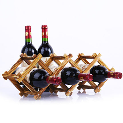 Collapsible Wooden Wine Rack 🍷 – 3, 5, 6, or 10 Bottles