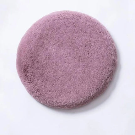 Faux Fur Memory Foam Seat Cushion | Round Plush Chair Pad