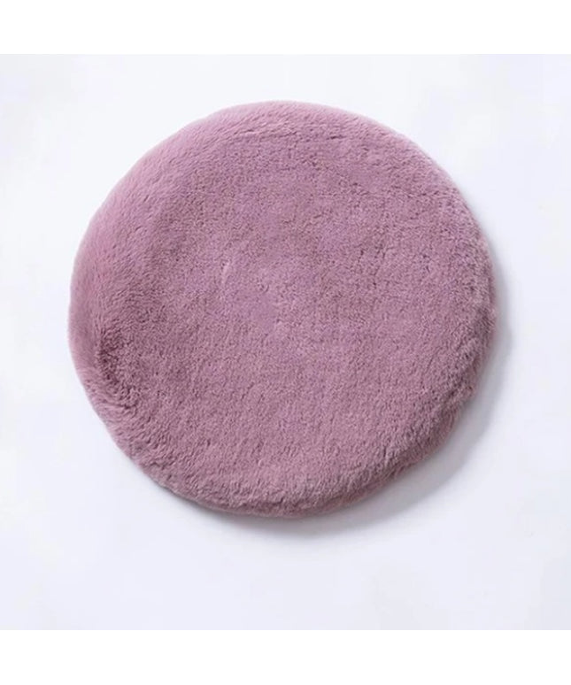 Faux Fur Memory Foam Seat Cushion | Round Plush Chair Pad