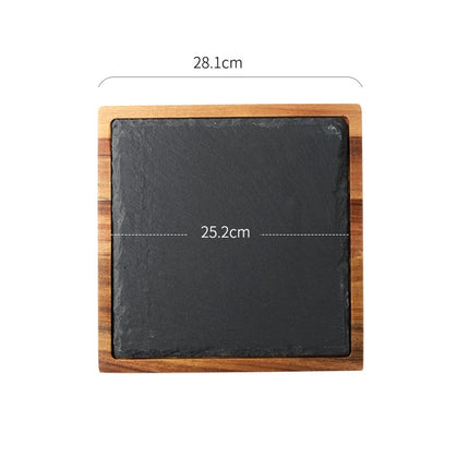 Acacia Wood Pizza Plate | Wooden Serving Board with Stone