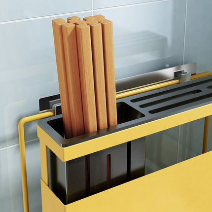 Stainless Steel Cutlery Rack Yellow Utensil Organiser