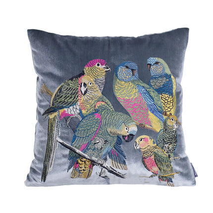 Luxury Parrot Embroidered Cushion – Deep Forest Green 🦜🌿