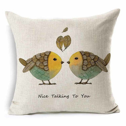 Bird Cushion Covers – Colourful Parakeet & Branch Pattern