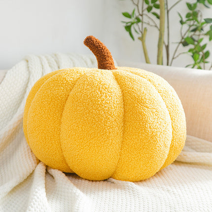 Fleece Small Pumpkin Sofa Cushion – in Citrus Orange, Milky White & Brown