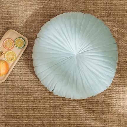 Nordic Style Khaki Round Velvet Cushion with Core – 40x40x10cm
