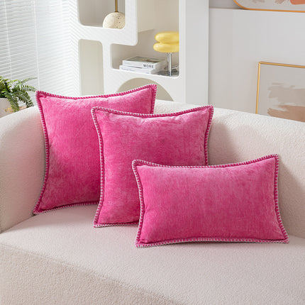 Chenille Cushion Covers with Embroidered Wool Edge