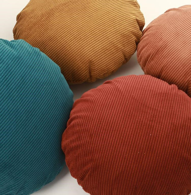 Pinstripe Corduroy Round Cushion with Core – 7 Colours| 45x45, 50x50, 60x60 cm