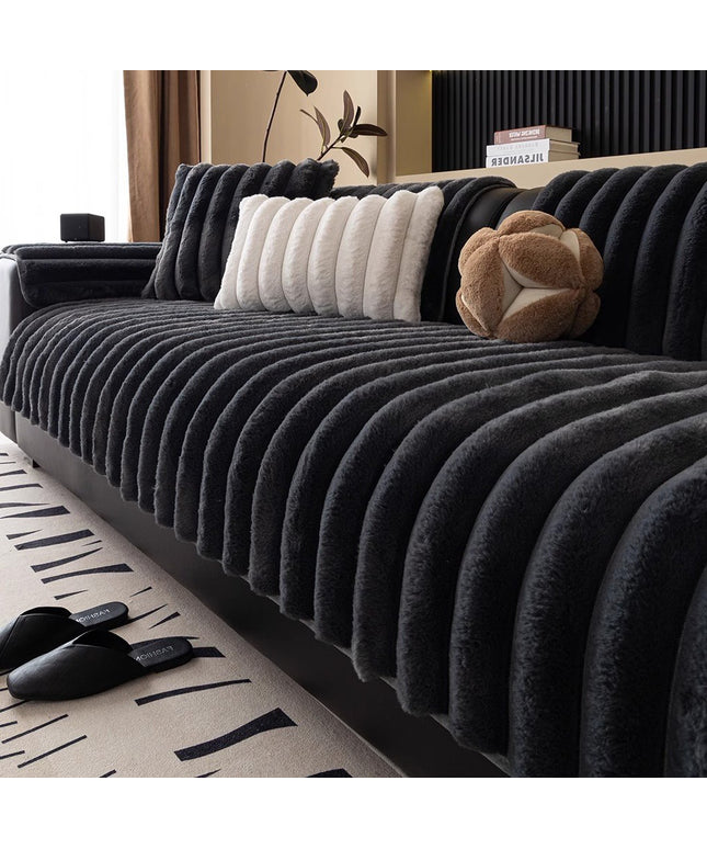 Plush Sofa Cover | Velvet Anti-Slip Cushion