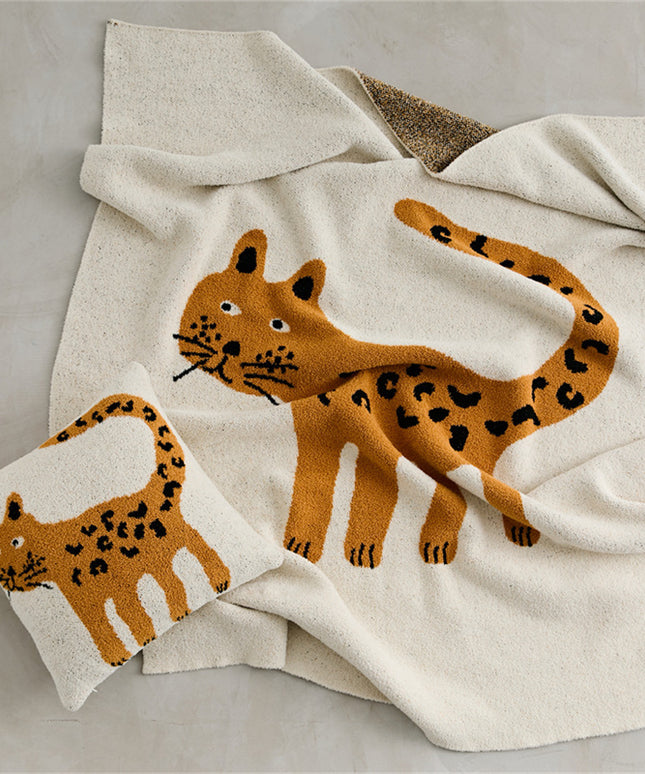 Spotted Leopard Blanket & Matching 45x45cm Cushion Cover