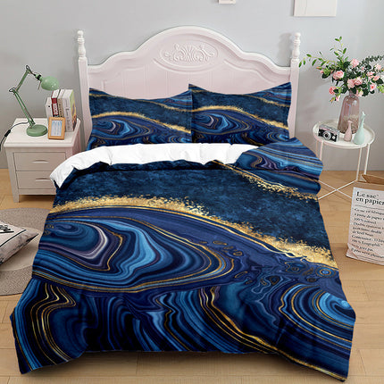 Metallic Gold Marble Quilt Cover Set – 3 Piece Bedding in 4 Colours & 3 Sizes