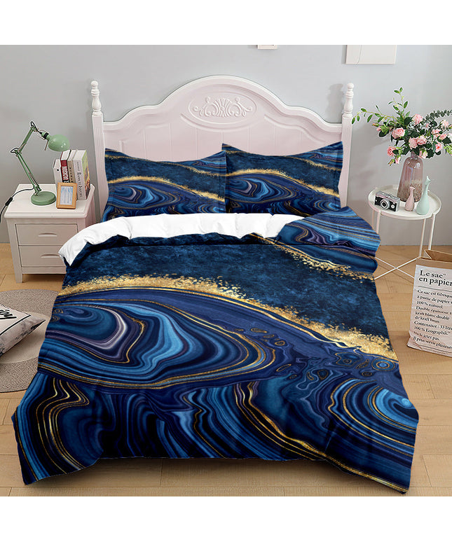 Metallic Gold Marble Quilt Cover Set – 3 Piece Bedding in 4 Colours & 3 Sizes