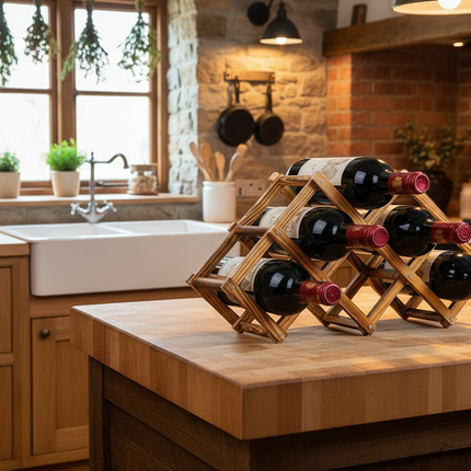 Collapsible Wooden Wine Rack 🍷 – 3, 5, 6, or 10 Bottles