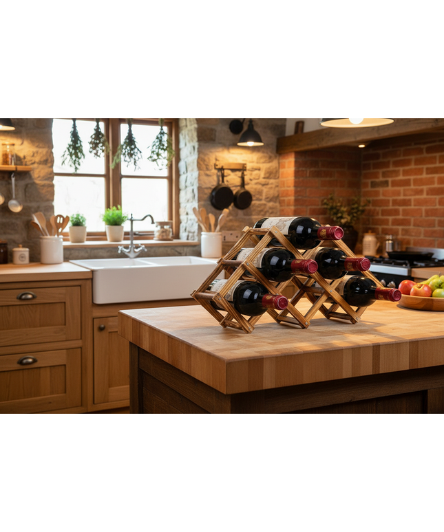 Collapsible Wooden Wine Rack 🍷 – 3, 5, 6, or 10 Bottles