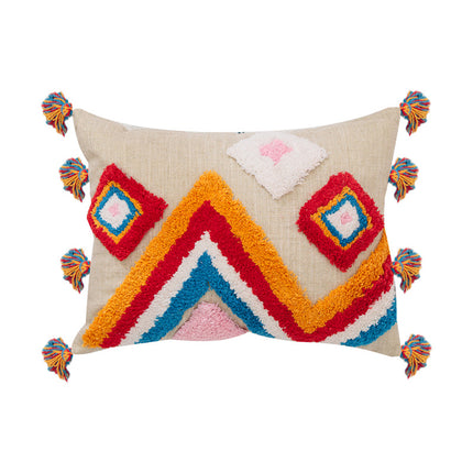 Boho Geometric Tassel Cushion Cover | Bright Boho Pillow Cover