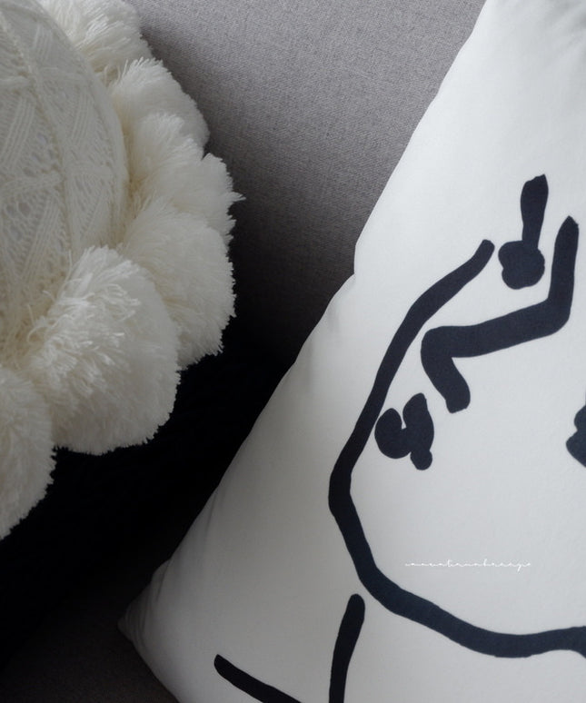 Minimalist Portrait Cushion Cover | Modern Decorative Pillowcase